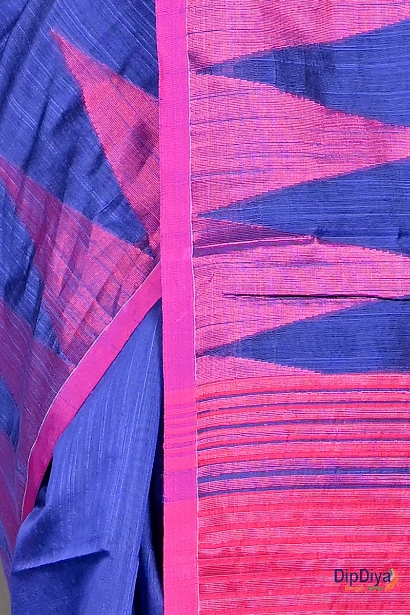 Blue Cotton Blended Pariva Hand Loom Saree (354)